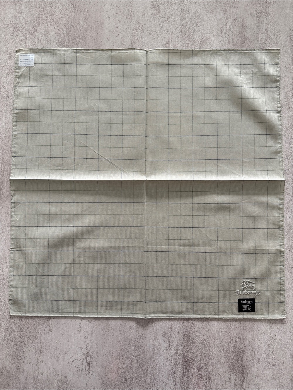 Burberry Beige and Light Gray Windowpane Silk Scarf